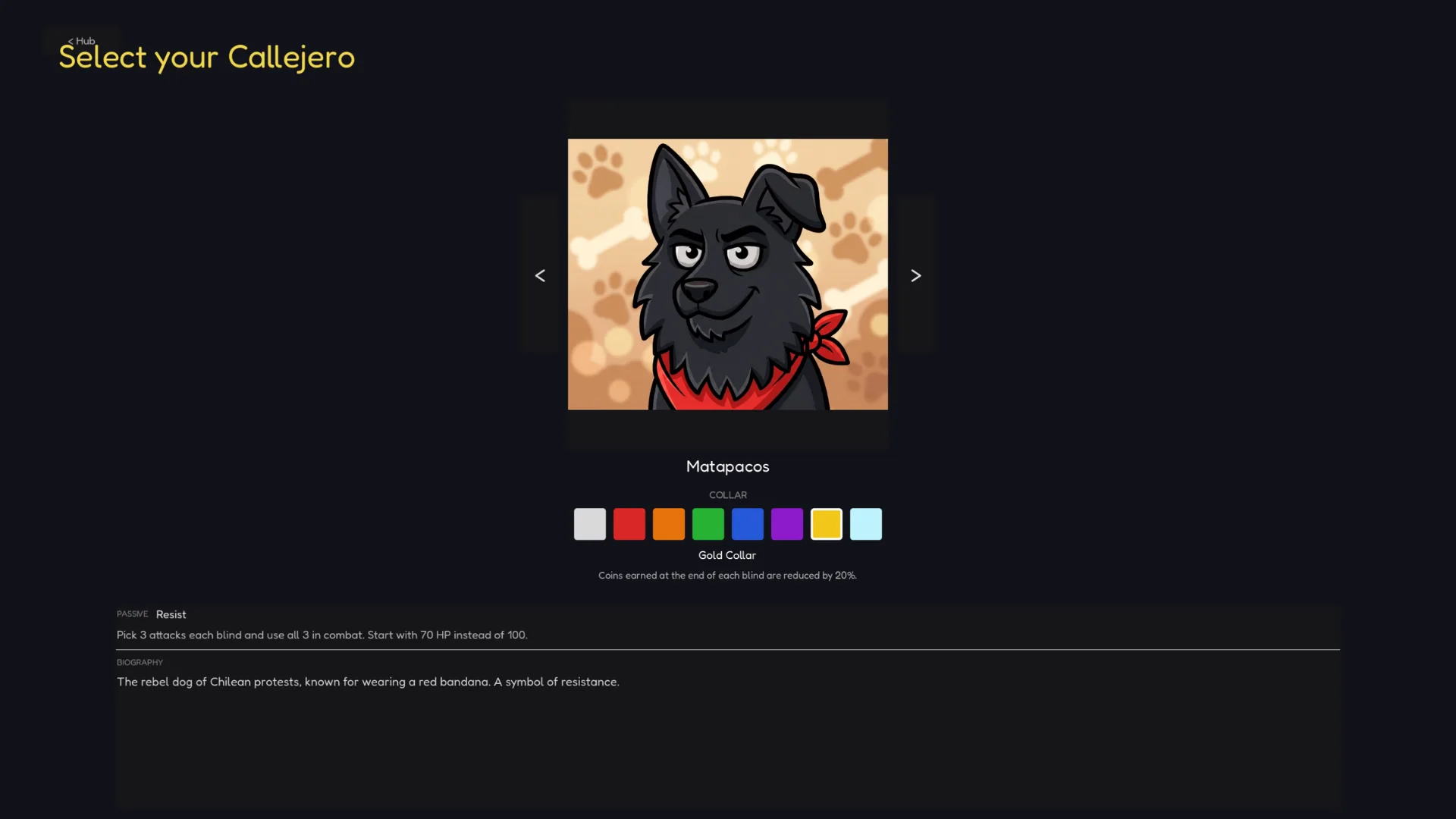Callejero character select screenshot